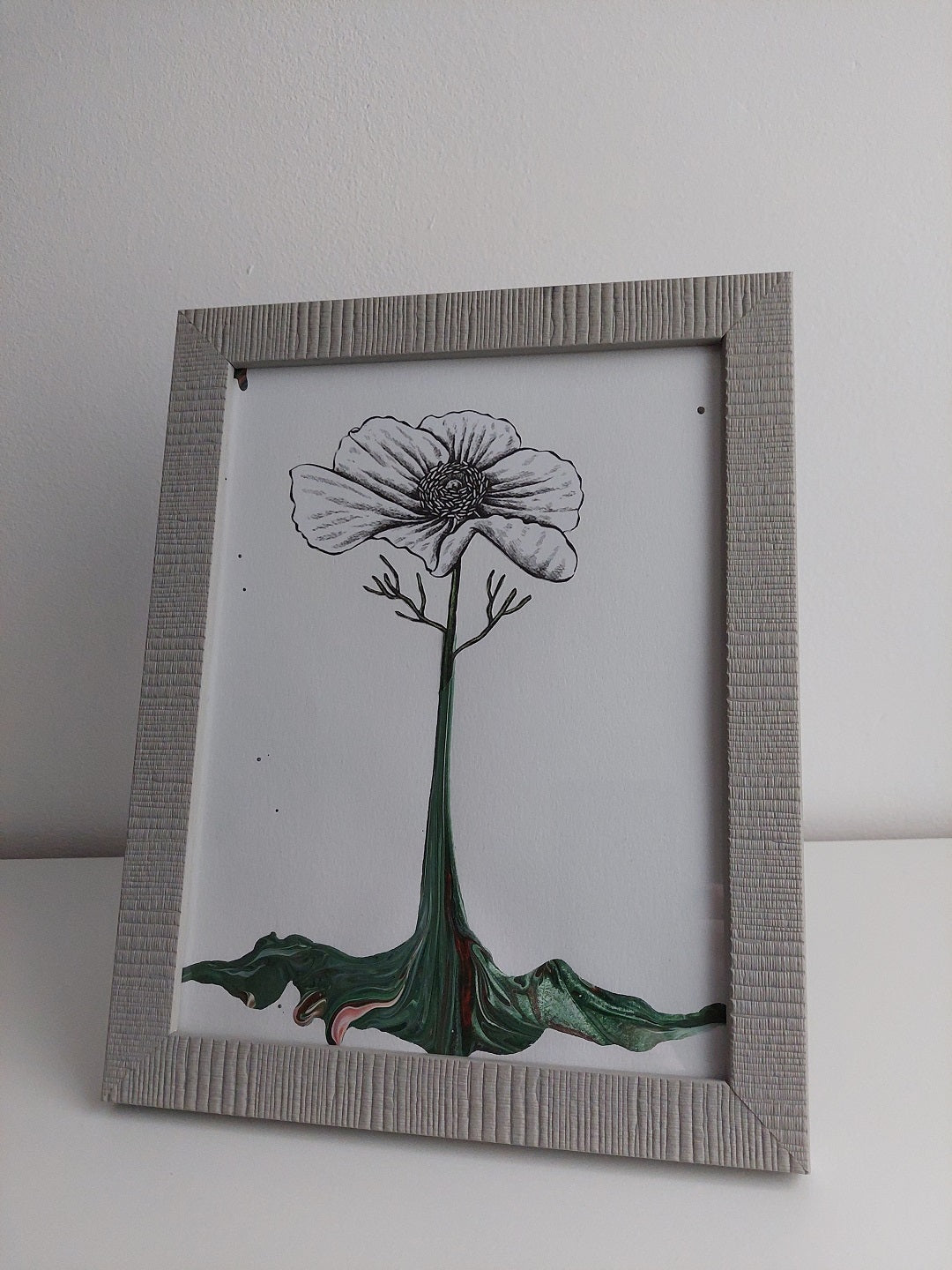 Acrylic Collage "Alien Flower"