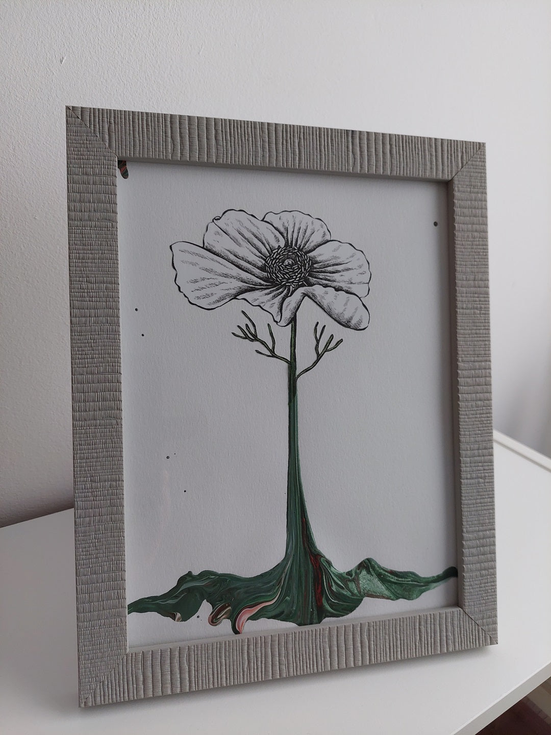 Acrylic Collage "Alien Flower"