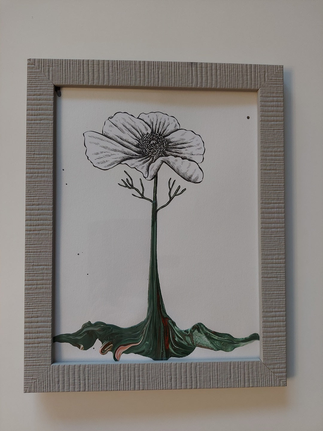 Acrylic Collage "Alien Flower"