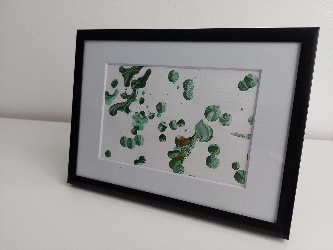 Framed Acrylic "Green Dots"