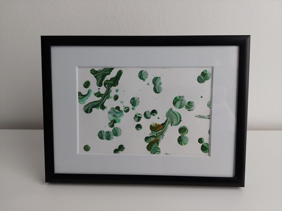 Framed Acrylic "Green Dots"