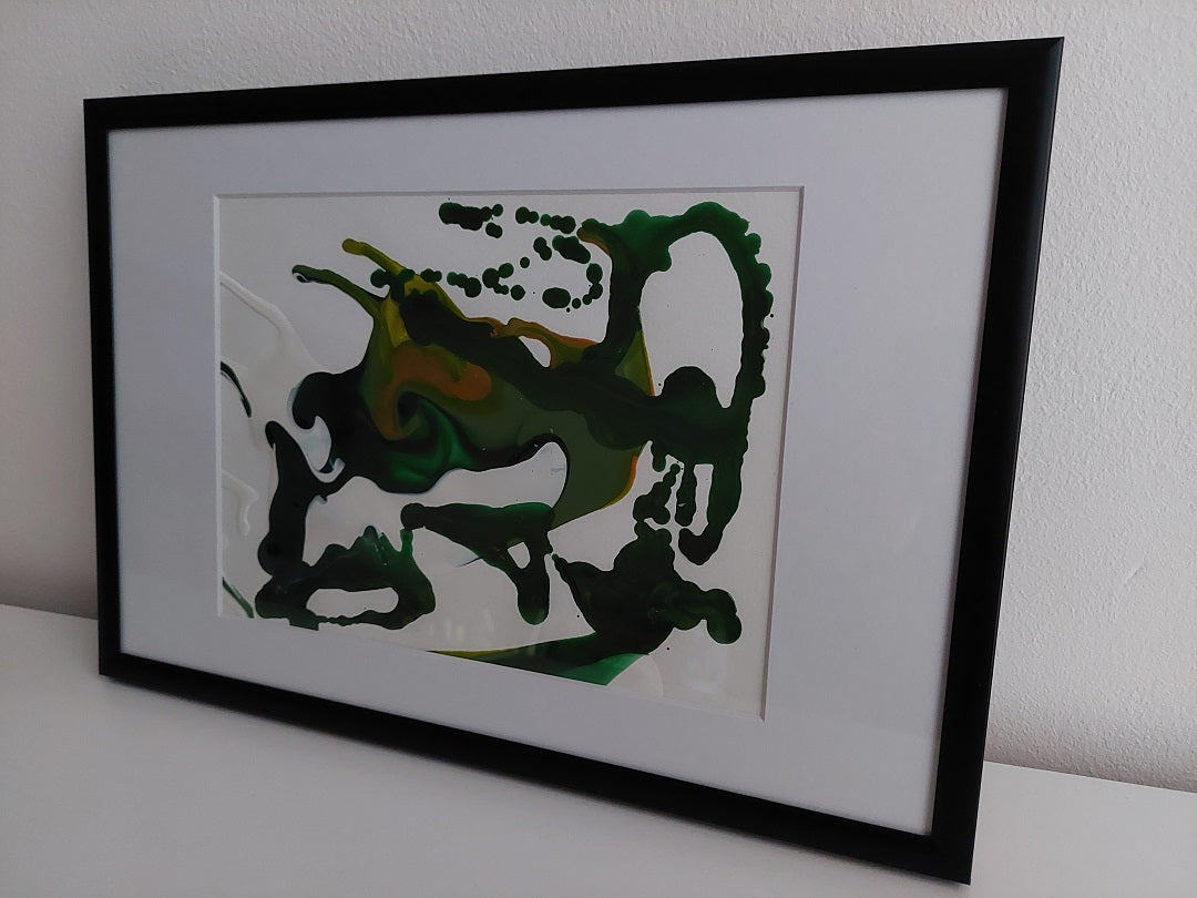Framed Acrylic "Green Leaves"