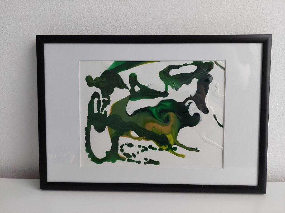 Framed Acrylic "Green Leaves"