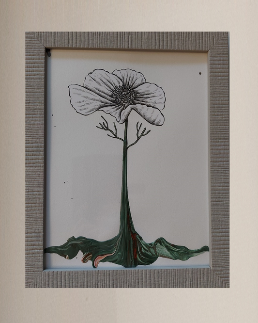 Acrylic Collage "Alien Flower"