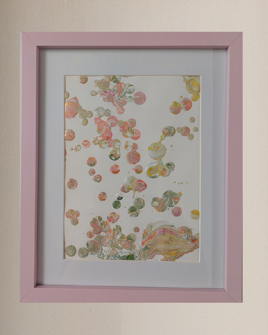 Framed Acrylic "Dotted Roses"