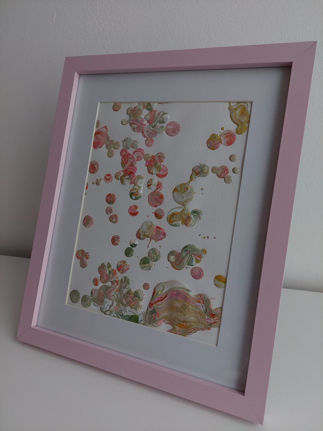 Framed Acrylic "Dotted Roses"
