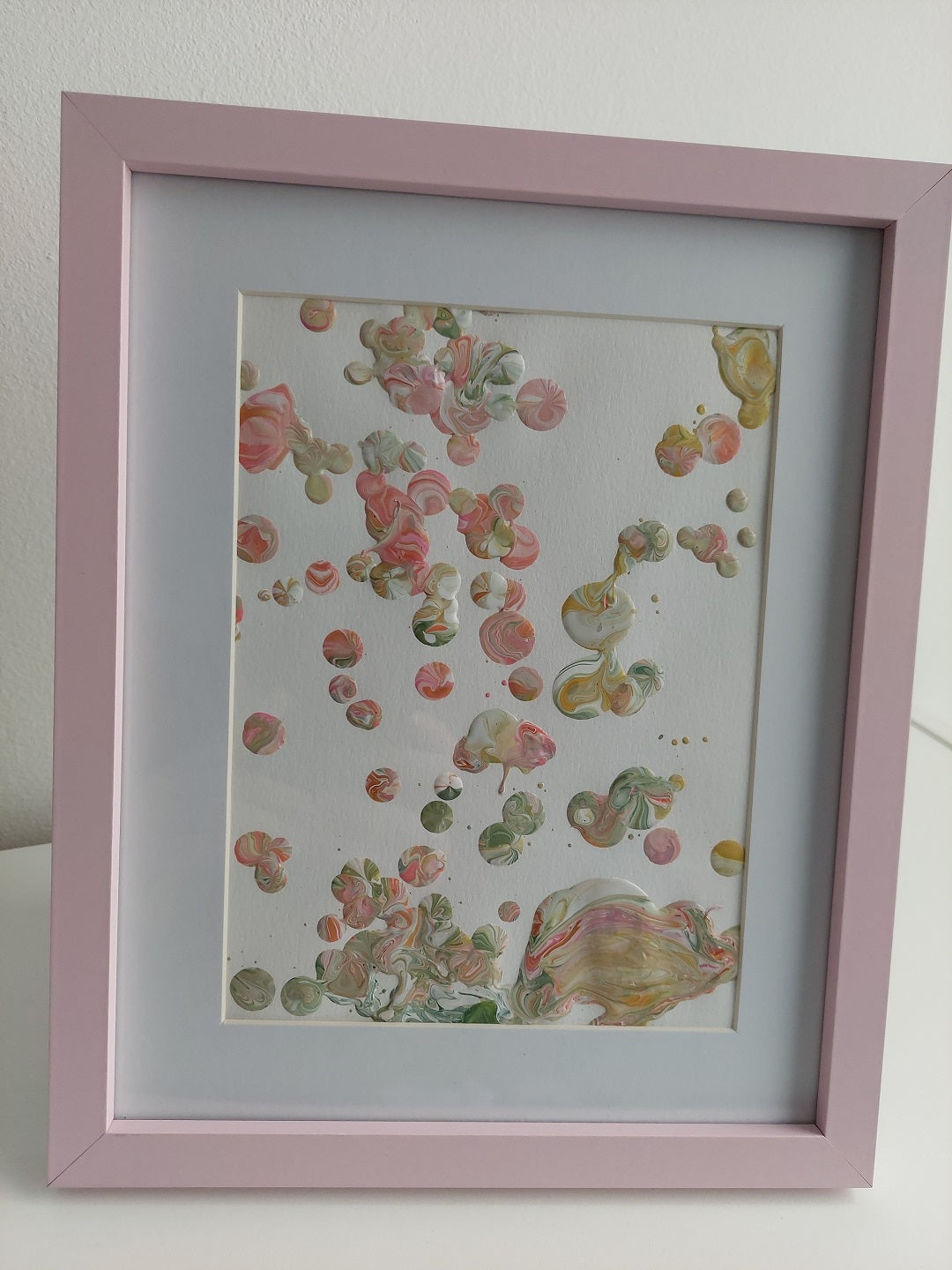 Framed Acrylic "Dotted Roses"