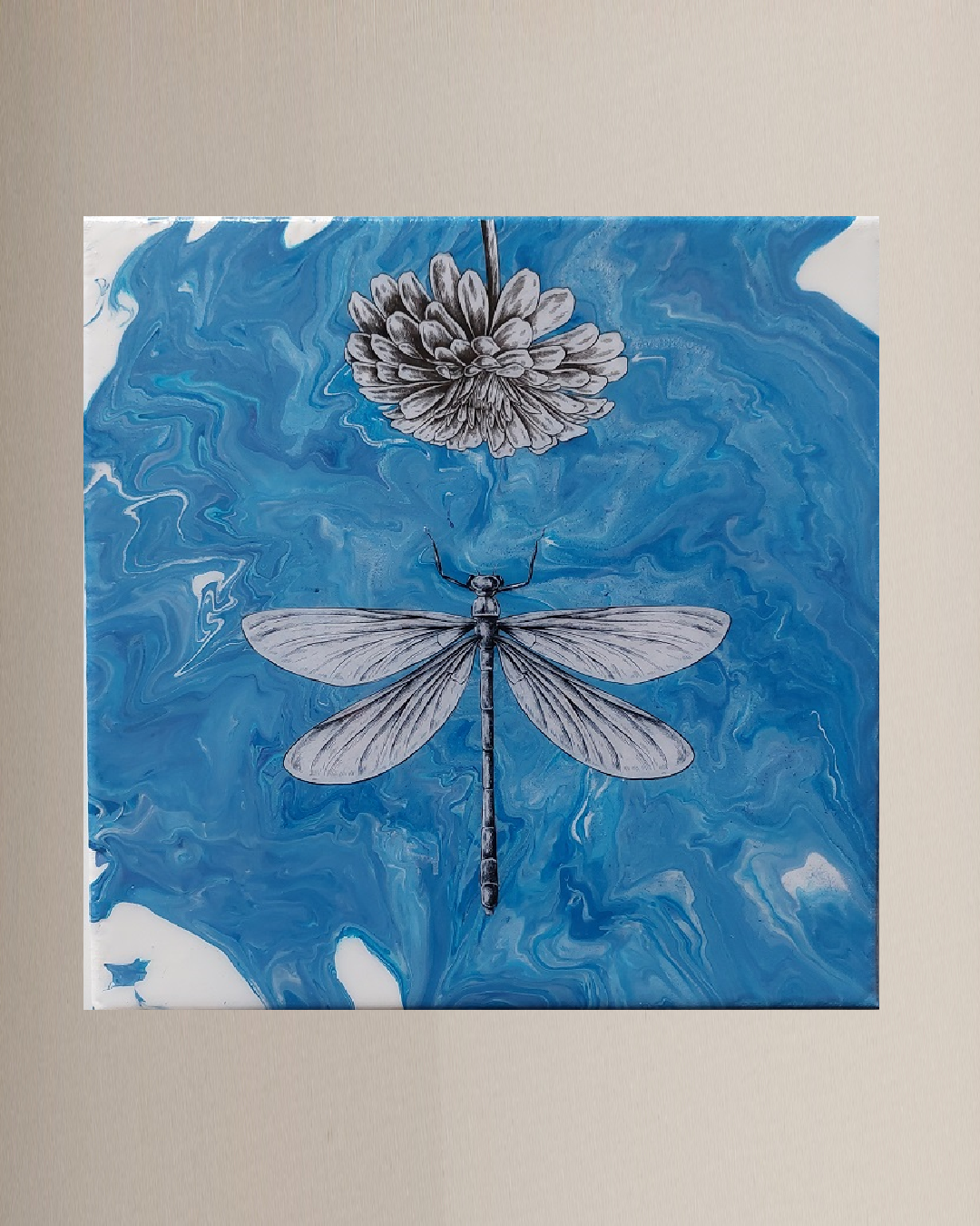 Acrylic Collage "Floating Dragonfly"