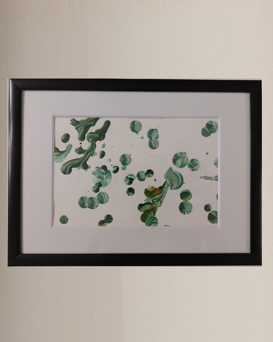 Framed Acrylic "Green Dots"